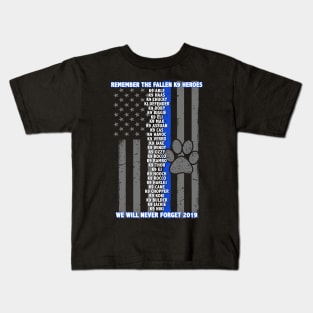 2019 Police K9 Memorial - Thin Blue Line Family Kids T-Shirt